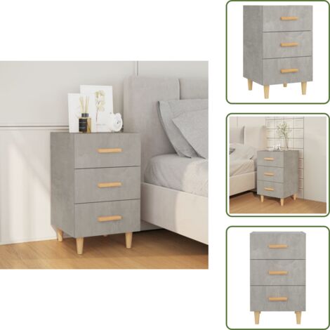 The Living Store Comodino Grigio Cemento 40x40x66 cm in Legno Multistrato - Comodino grigio cemento