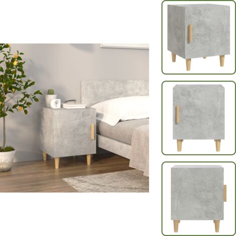 The Living Store Comodino Grigio Cemento in Legno Multistrato - Comodino grigio cemento
