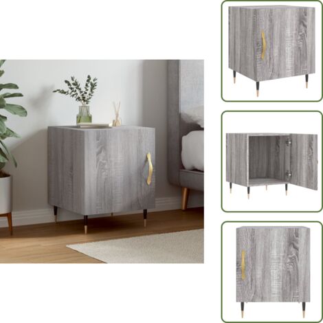 The Living Store Comodino Grigio Sonoma 40x40x50 cm in Legno Multistrato - Comodino moderno