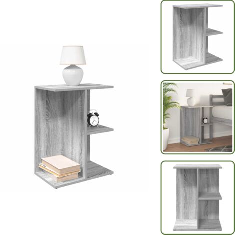 The Living Store Comodino Grigio Sonoma 46,5x29x61 cm in Legno Multistrato - Comodino grigio