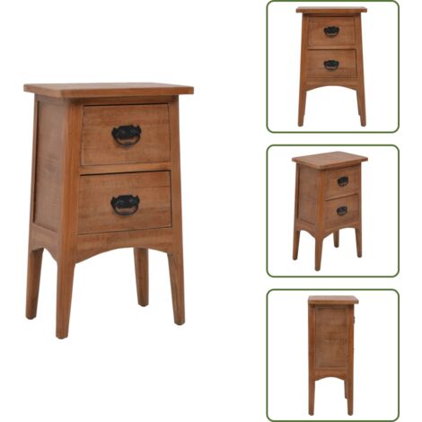 The Living Store Comodino in Legno Massello di Abete 40x29x68 cm Marrone - Comodino marrone