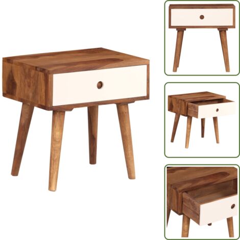 The Living Store Comodino in Legno Massello di Acacia 45x30x45 cm - Comodino in acacia