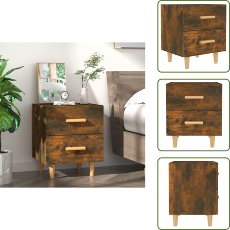 The Living Store Comodino in Rovere Fumo 40x35x47,5 cm - Comodino scandinavo