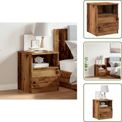 The Living Store Comodino Legno Antico 40x40x50 cm in Legno Multistrato - Comodino antico