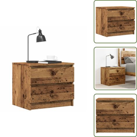 The Living Store Comodino Legno Antico 50x40x43.5 cm in Legno Multistrato - Comodino antico