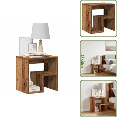 The Living Store Comodino Legno Vecchio 40x30x40 cm in Truciolato - Comodino antico