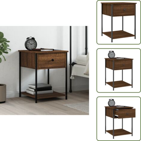 The Living Store Comodino Marrone Fumo 44x45x58 cm in Legno Multistrato - Comodino marrone