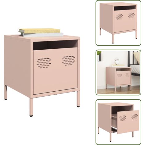 The Living Store Comodino Rosa 35x39x43,5 cm in Acciaio - Comodino rosa