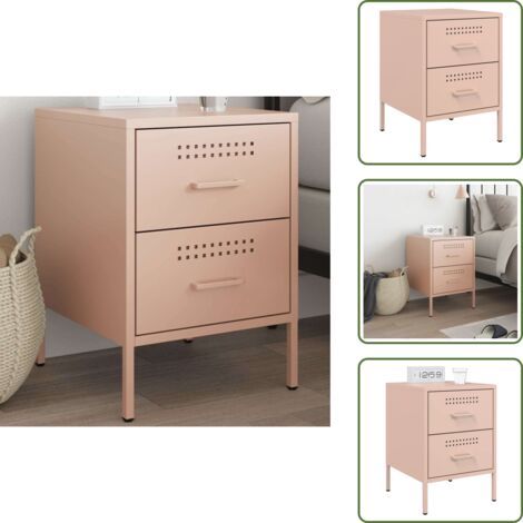 The Living Store Comodino Rosa 36x39x50,5 cm in Acciaio - Comodino rosa