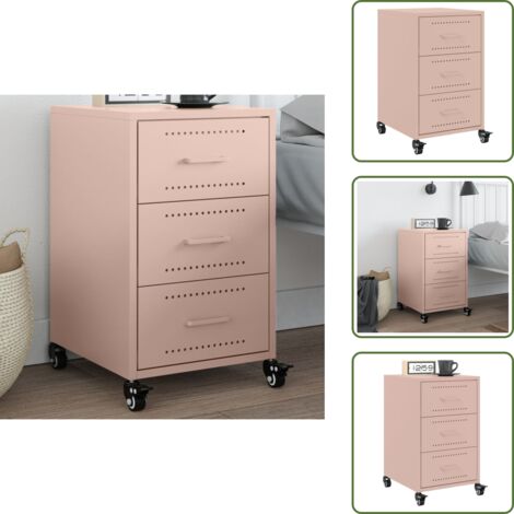 The Living Store Comodino Rosa 36x39x59 cm in Acciaio - Comodino rosa