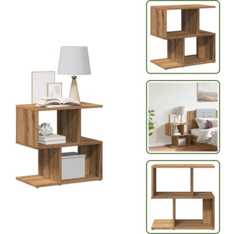 The Living Store Comodino Rovere Artigianale 50x30x51,5 cm in Legno Multistrato - Comodino rovere