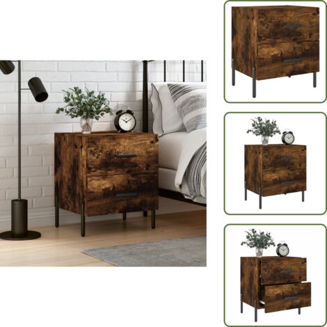 The Living Store Comodino Rovere Fumo 40x35x47,5 cm in Legno Multistrato - Comodino moderno