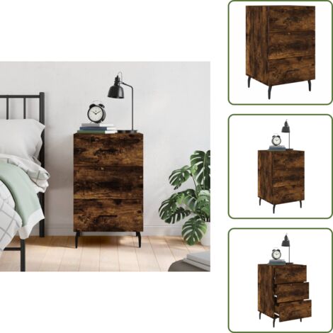 The Living Store Comodino Rovere Fumo 40x40x66 cm in Legno Multistrato - Comodino moderno