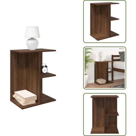 The Living Store Comodino Rovere Marrone 40,5x31x60 cm in Legno Multistrato - Comodino marrone