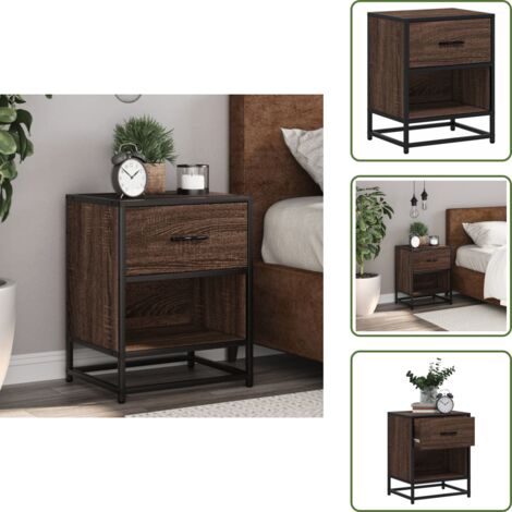 The Living Store Comodino Rovere Marrone 40x31x50 cm in Truciolato - Comodino marrone