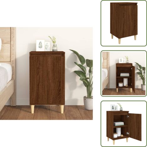 The Living Store Comodino Rovere Marrone 40x35x70 cm in Legno Multistrato - Comodino marrone
