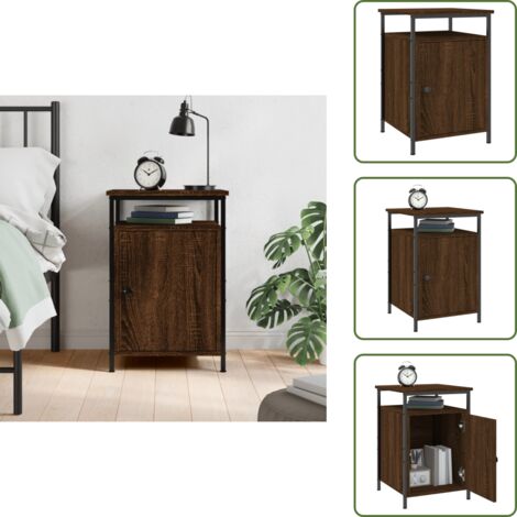 The Living Store Comodino Rovere Marrone 40x42x60 cm in Legno Multistrato - Comodino marrone
