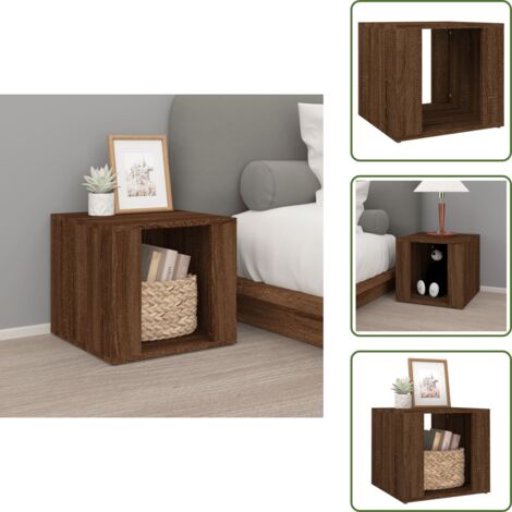 The Living Store Comodino Rovere Marrone 41x40x36 cm in Legno Multistrato - Comodino marrone