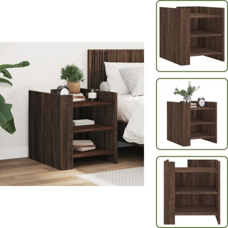 The Living Store Comodino Rovere Marrone 45x50x50 cm in Truciolato - Comodino marrone