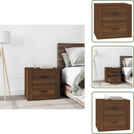 The Living Store Comodino Rovere Marrone 50x39x47 cm - Comodino marrone