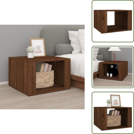 The Living Store Comodino Rovere Marrone 57x55x36 cm in Legno Multistrato - Comodino marrone
