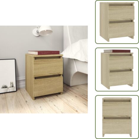 The Living Store Comodino Rovere Sonoma 30x30x40 cm in Legno Multistrato - Comodino rovere sonoma