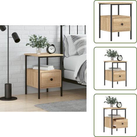 The Living Store Comodino Rovere Sonoma 34x36x50 cm in Legno Multistrato - Comodino con piedini regolabili