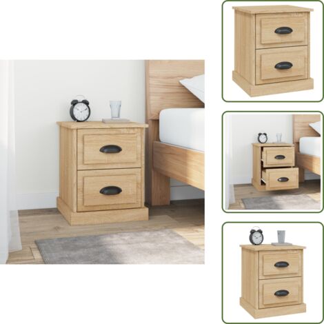 The Living Store Comodino Rovere Sonoma 39x39x47,5 cm in Legno Multistrato - Comodino con cassetti