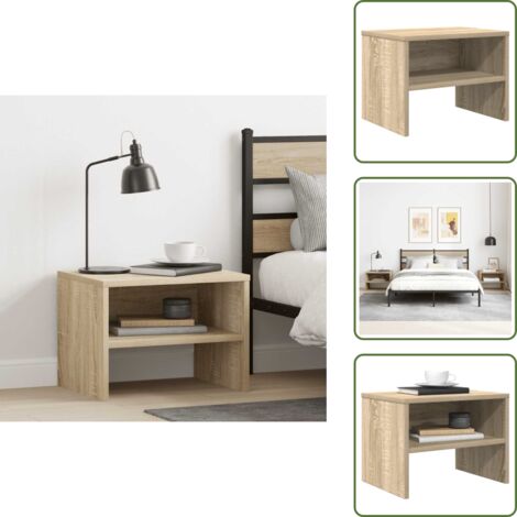 The Living Store Comodino Rovere Sonoma 40x30x30 cm in Legno Multistrato - Comodino rovere