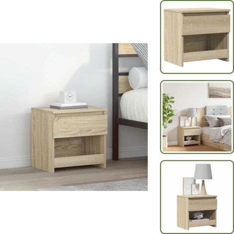 The Living Store Comodino Rovere Sonoma 40x30x39 cm in Legno Multistrato - Comodino rovere sonoma