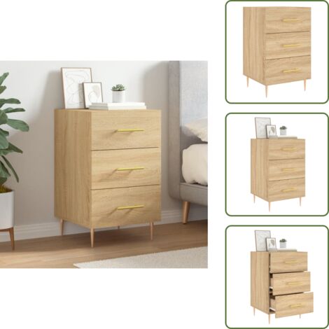 The Living Store Comodino Rovere Sonoma 40x40x66 cm in Legno Multistrato - Comodino moderno