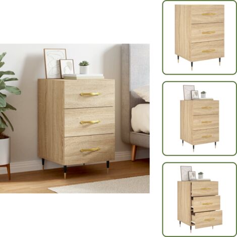 The Living Store Comodino Rovere Sonoma 40x40x66 cm in Legno Multistrato - Comodino moderno