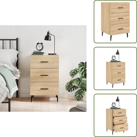 The Living Store Comodino Rovere Sonoma 40x40x66 cm in Legno Multistrato - Comodino moderno