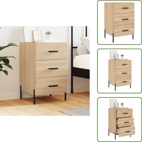 The Living Store Comodino Rovere Sonoma 40x40x66 cm in Legno Multistrato - Comodino moderno