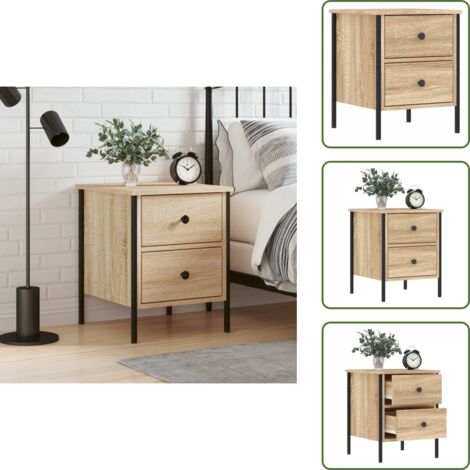 The Living Store Comodino Rovere Sonoma 40x42x50 cm in Legno Multistrato - Comodino industriale