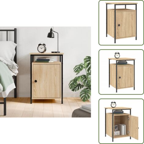 The Living Store Comodino Rovere Sonoma 40x42x60 cm in Legno Multistrato - Comodino con piedini regolabili