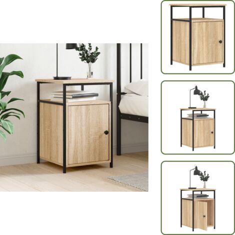 The Living Store Comodino Rovere Sonoma 40x42x60 cm in Legno Multistrato - Comodino con piedini regolabili