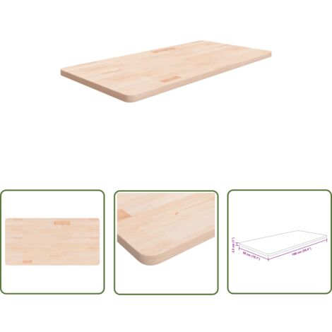 The Living Store Comptoir de salle de bain 100x50x2,5 cm Bois massif non traité - Comptoir Salle De Bain - Plan De Travail - Bois Chêne Massif - Meuble Salle De Bain - Rénovation Cuisine