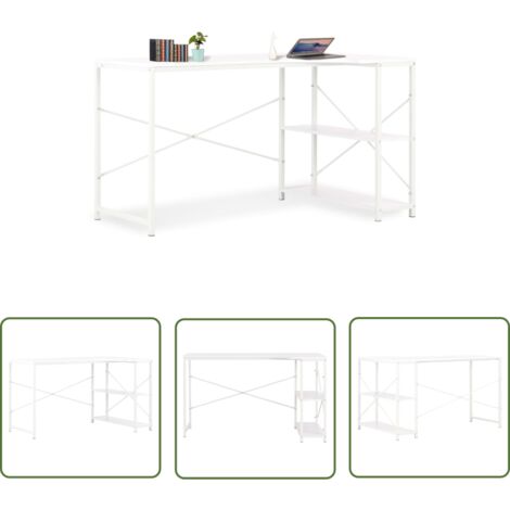 The Living Store Computertisch Weiß 120x72x70 cm - PC-Tisch - Schreibtisch - Weißer Schreibtisch - L-förmiger Schreibtisch - Home Office