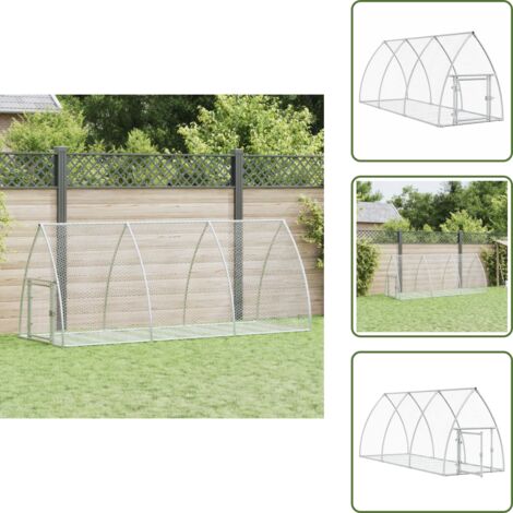 The Living Store Conejera acero galvanizado plateado 105x300x120 cm - Jaula para animales