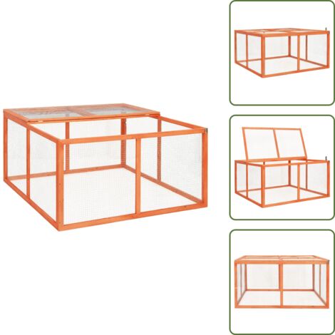 The Living Store Conejera de madera maciza de abeto 124x120x60 cm - Conejera de madera