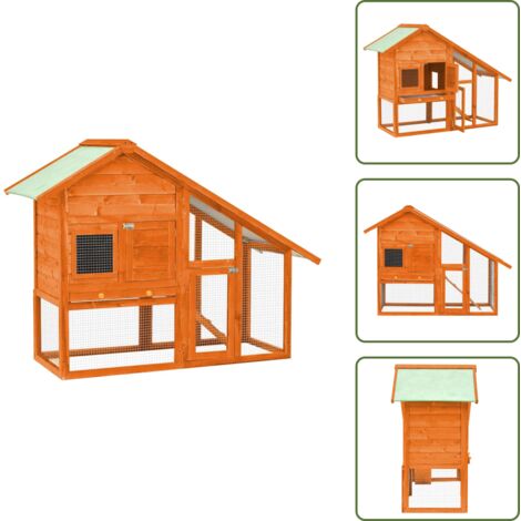 The Living Store Conigliera 140x63x120 cm Legno Massello di Abete - Conigliera in legno