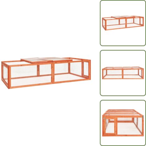 The Living Store Conigliera 183x90x46,5 cm in Legno Massello di Abete - Conigliera esterna