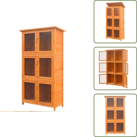 The Living Store Conigliera a 6 Stanze per Animali Piccoli in Legno - Gabbia in legno