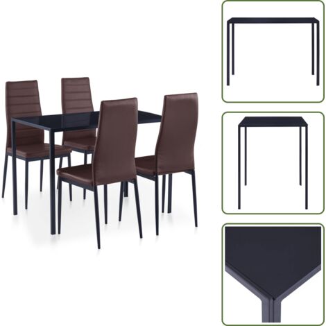 The Living Store Conjunto de mesa y sillas de comedor 5 piezas marrón - Sillas de comedor