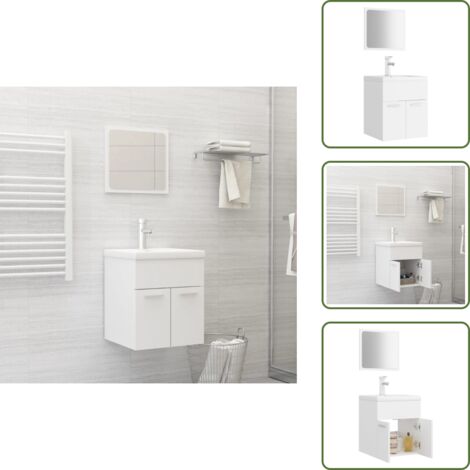 The Living Store Conjunto de muebles de baño madera contrachapada blanco - Lavabo empotrado
