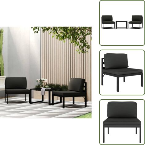 The Living Store Conjunto de sofás de 3 piezas con cojines aluminio antracita - Sofás modulares