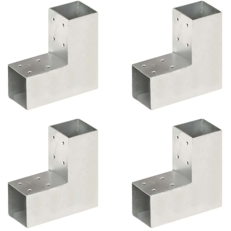 The Living Store - Connecteurs de poteau 4 pcs Forme en l Métal galvanisé 71x71 mm Argent