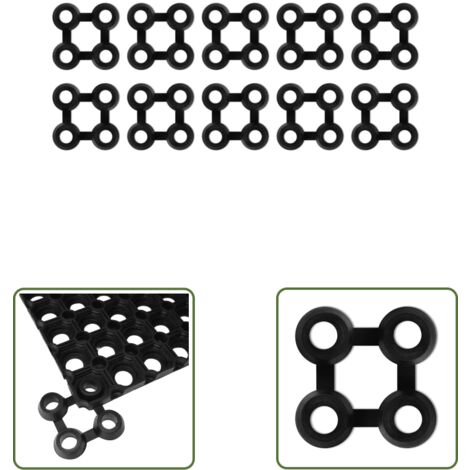 The Living Store Connecteurs de tapis 10 pcs caoutchouc noir - Connecteurs De Tapis - Connecteurs De Paillasson - Tapis Caoutchouc - Accessoires De Terrasse - Extérieur