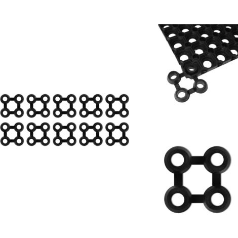 The Living Store Connecteurs de tapis 10 pcs caoutchouc noir - Tapis en caoutchouc